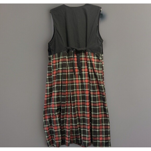 Vintage Christmas Maxi Dress Velvet Tartan Plaid Plus Size 24 Red Black Modest - Picture 4 of 7